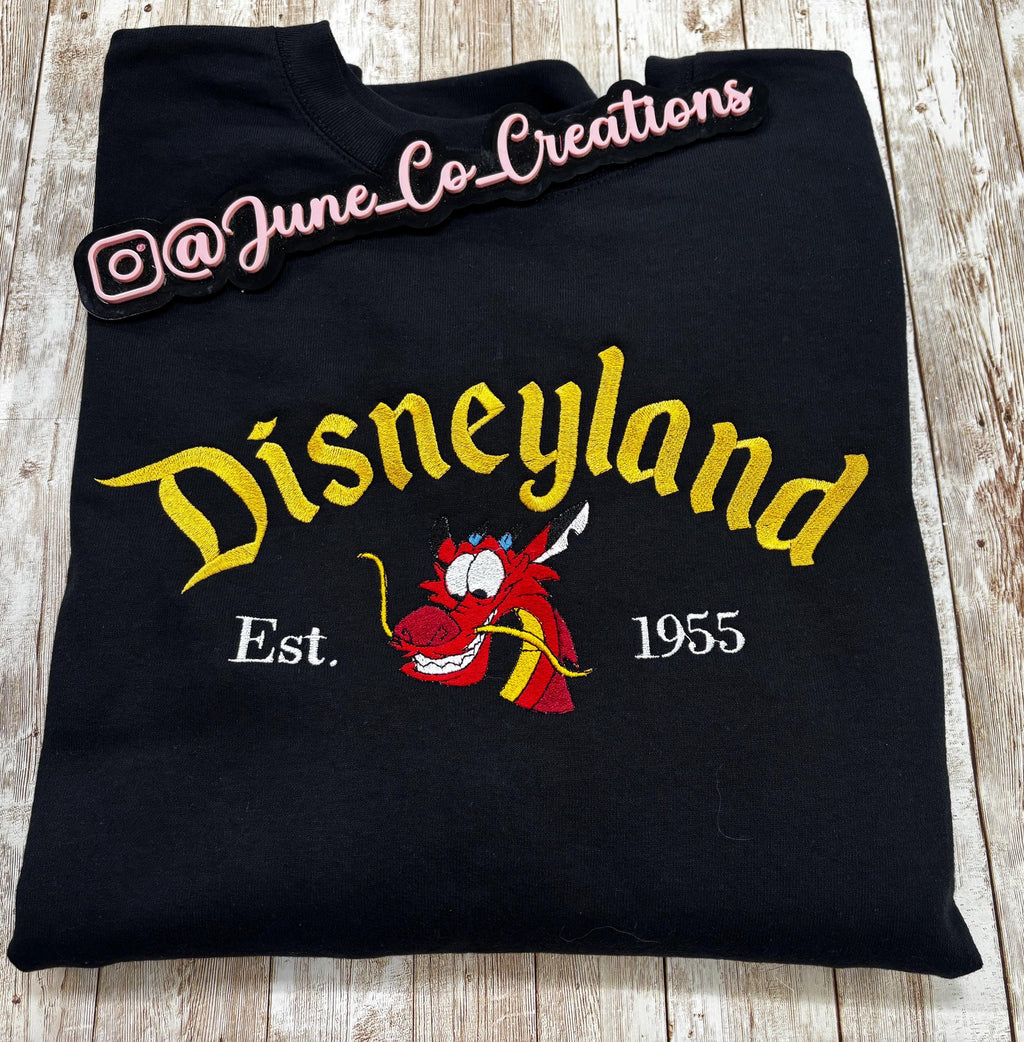 Disneyland Character. Cozy embroidered Sweatshirt.  Featuring Disney classic icons. All the things you love Disney.