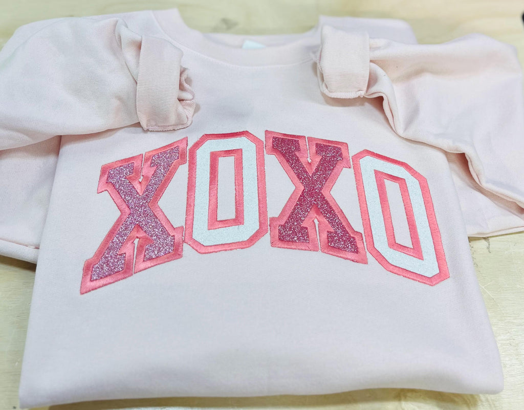 XOXO Valentine's Day Love Sparkly Embroidered Sweatshirt
