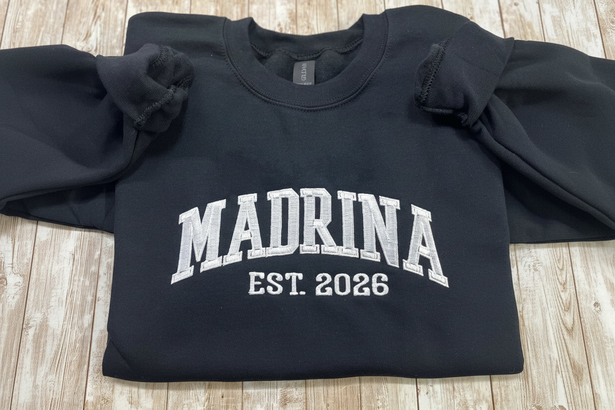 Madrina embroidered soft and cozy sweatshirt. Perfect for your favorite Madrina!