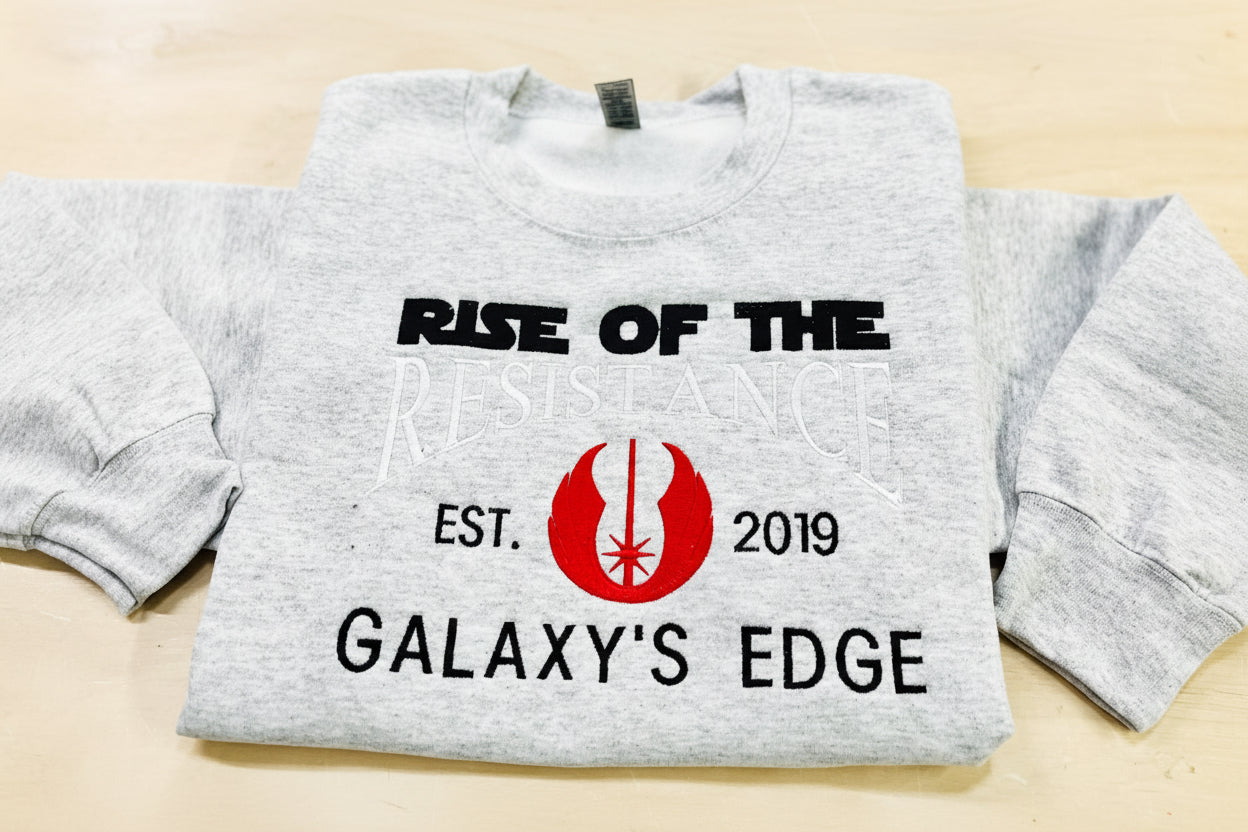 Rise of the Resistance Embroidered Sweatshirt- Est. 2019 Galaxy's Edge- Star Wars inspired Cozy Apparel