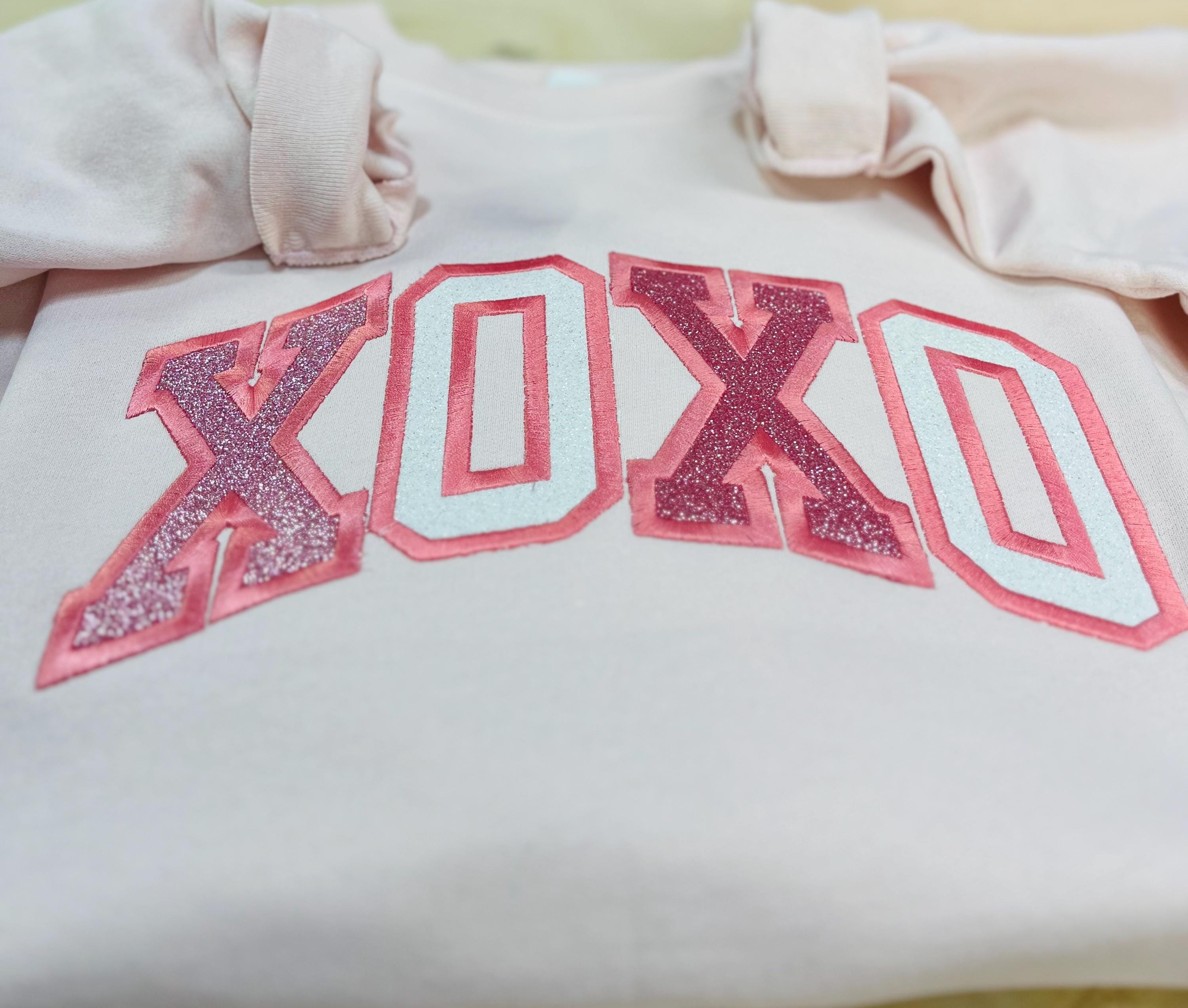 XOXO Valentine's Day Love Sparkly Embroidered Sweatshirt