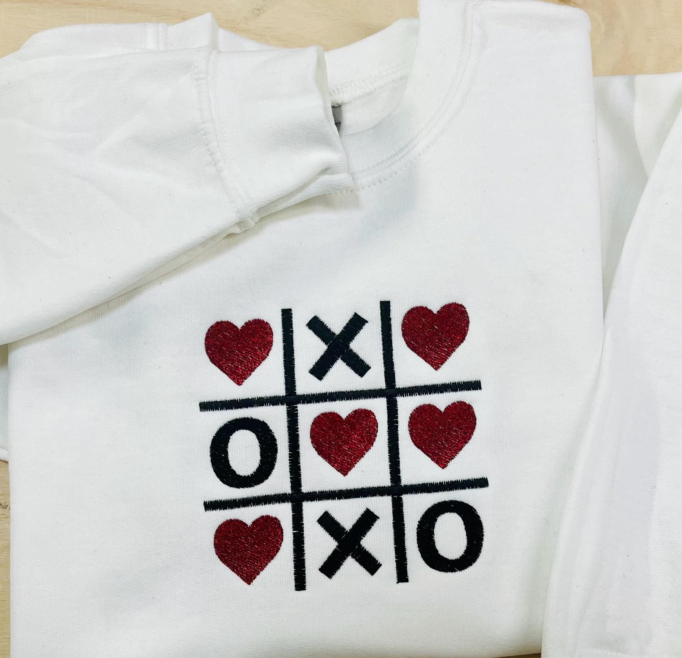 Youth TIC TAC TOE! Sweet Heart Valentine Embroidered Sweatshirt