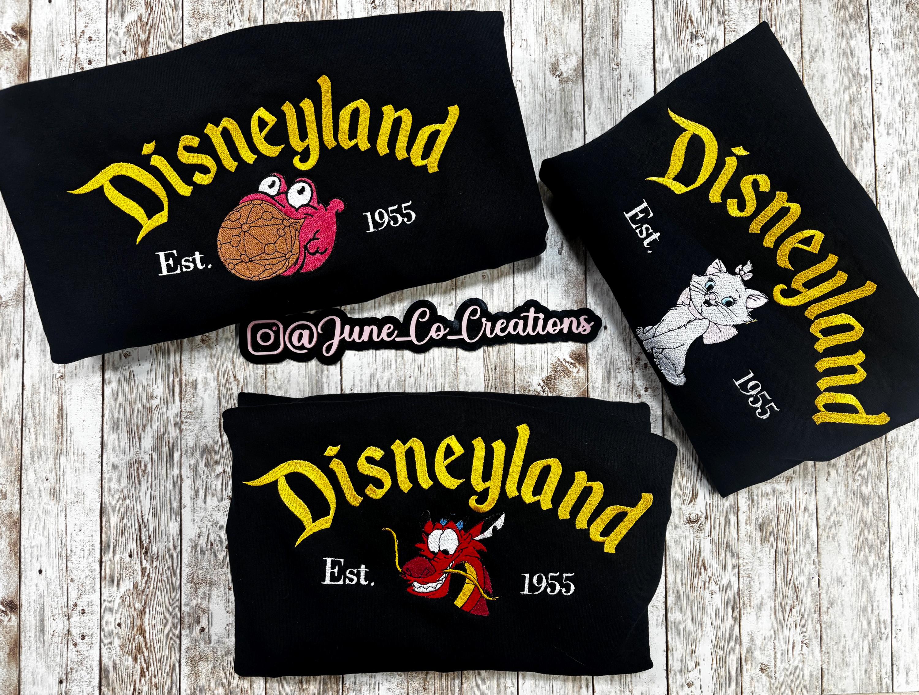 Disneyland Character. Cozy embroidered Sweatshirt.  Featuring Disney classic icons. All the things you love Disney.