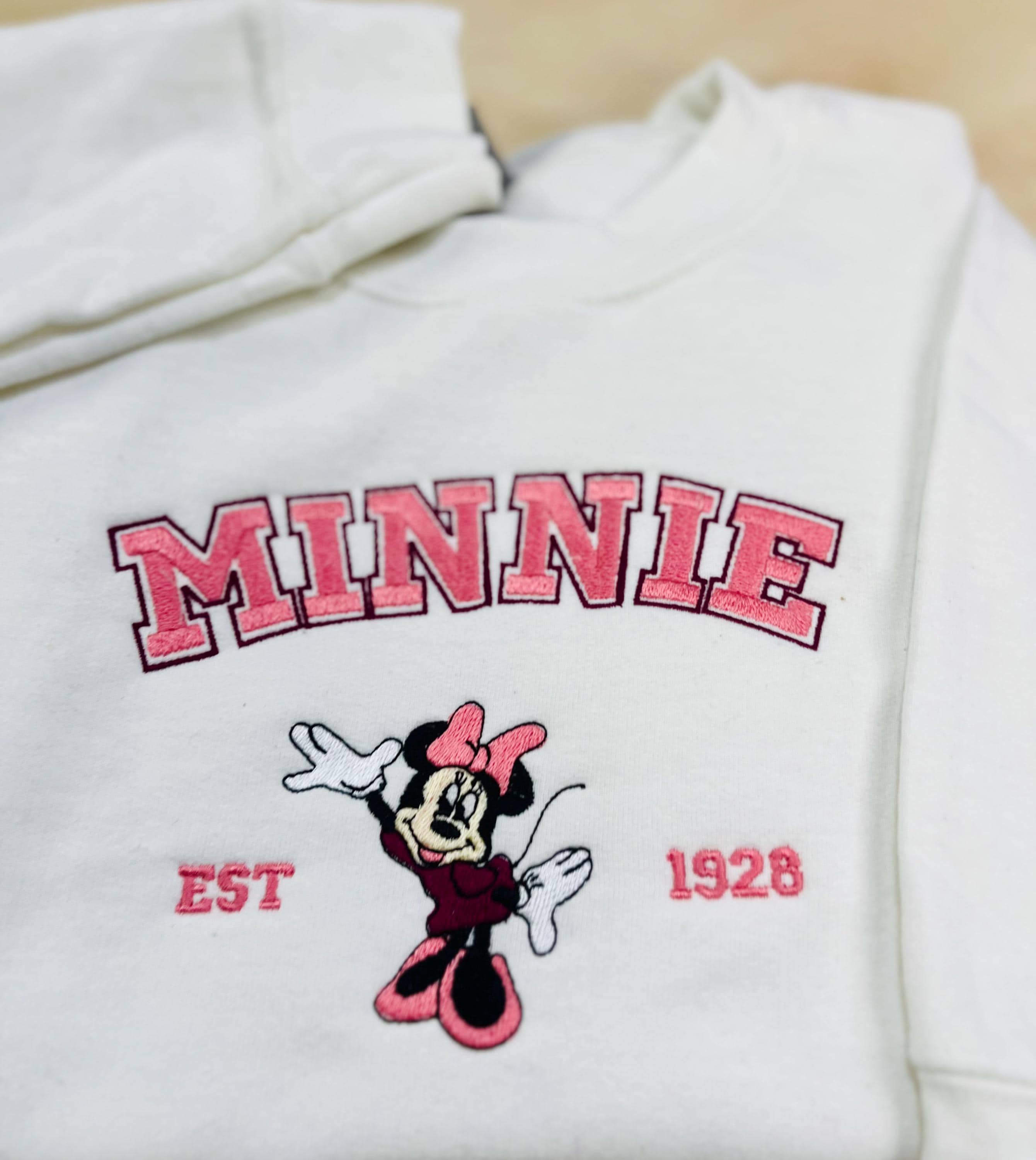 Youth Pretty in Pink Minnie Mouse Embroidered Sweatshirt