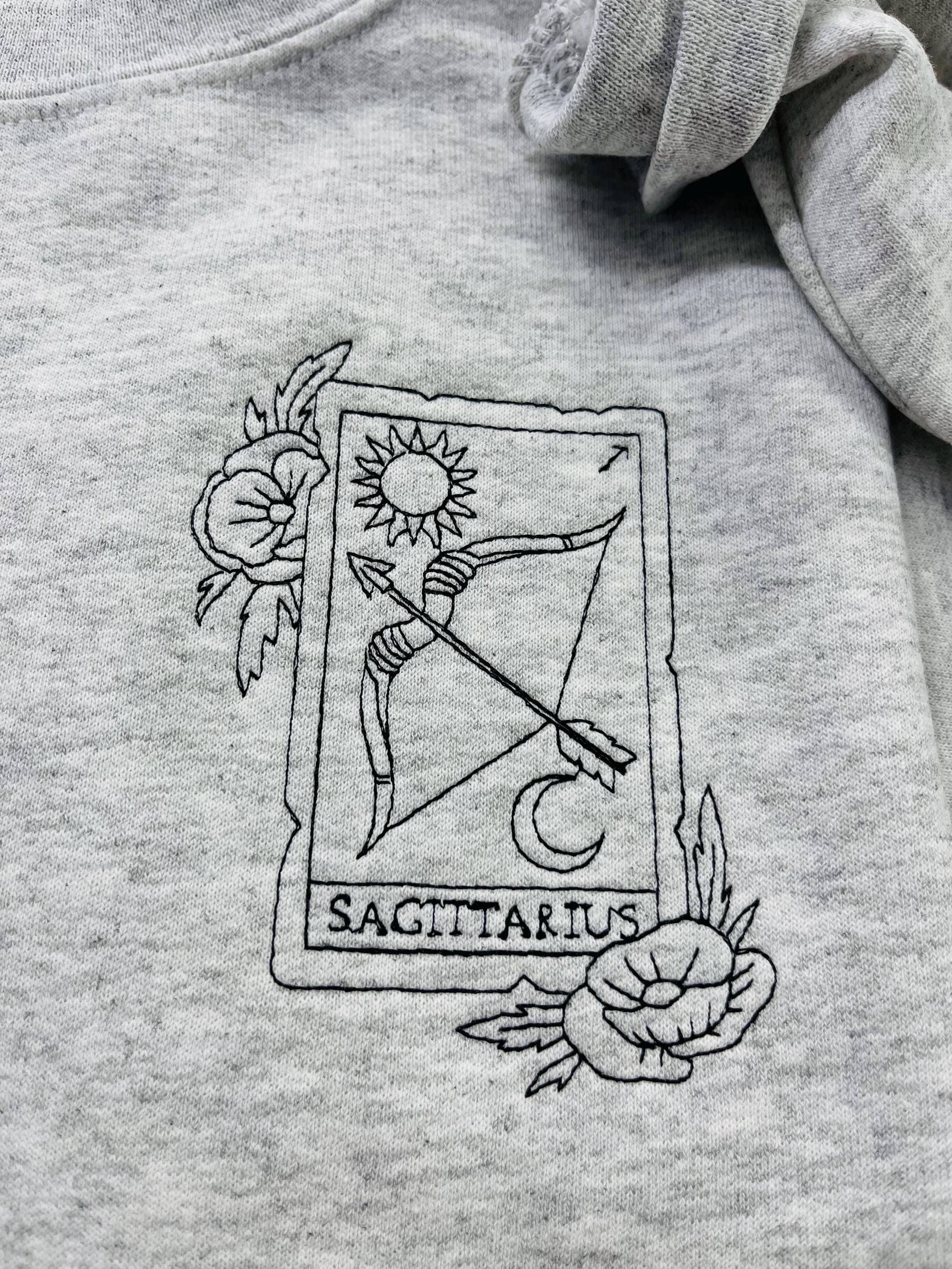 Tarot Card Zodiac Sign Embroidered Sweatshirt. Keeps you warm and cozy this fall season.