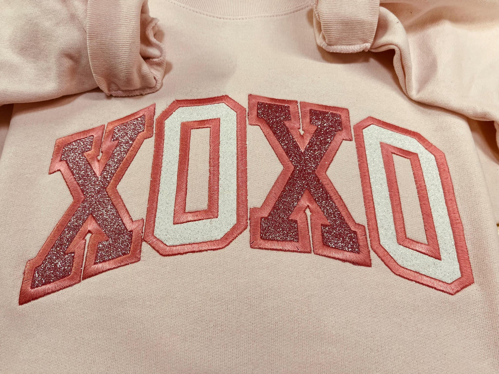 XOXO Valentine's Day Love Sparkly Embroidered Sweatshirt