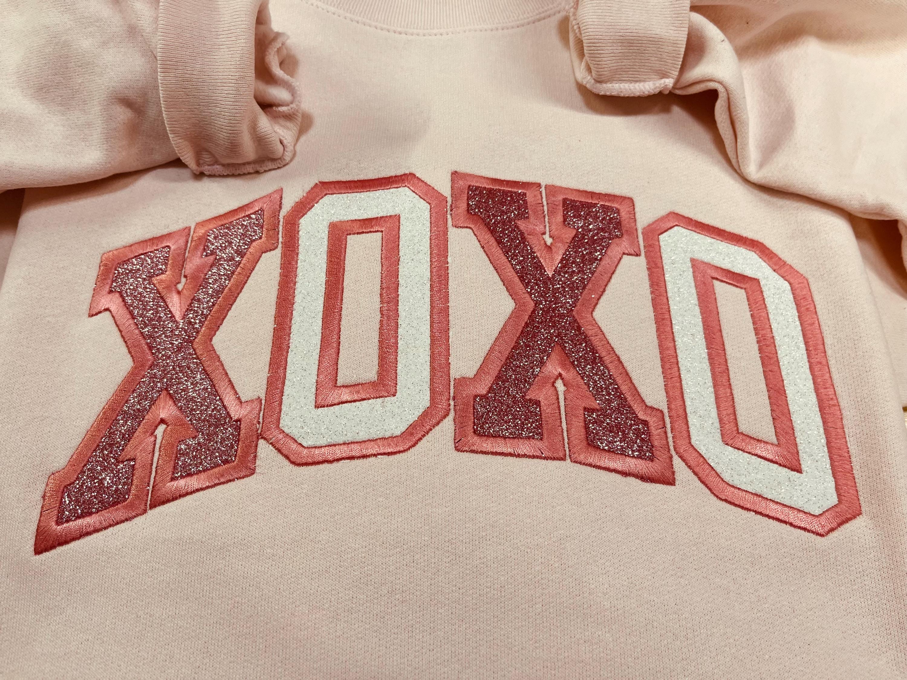 XOXO Valentine's Day Love Sparkly Embroidered Sweatshirt