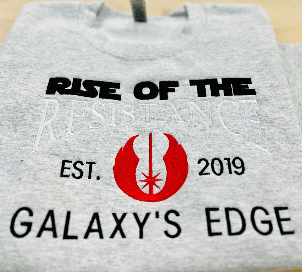 Rise of the Resistance Embroidered Sweatshirt- Est. 2019 Galaxy's Edge- Star Wars inspired Cozy Apparel