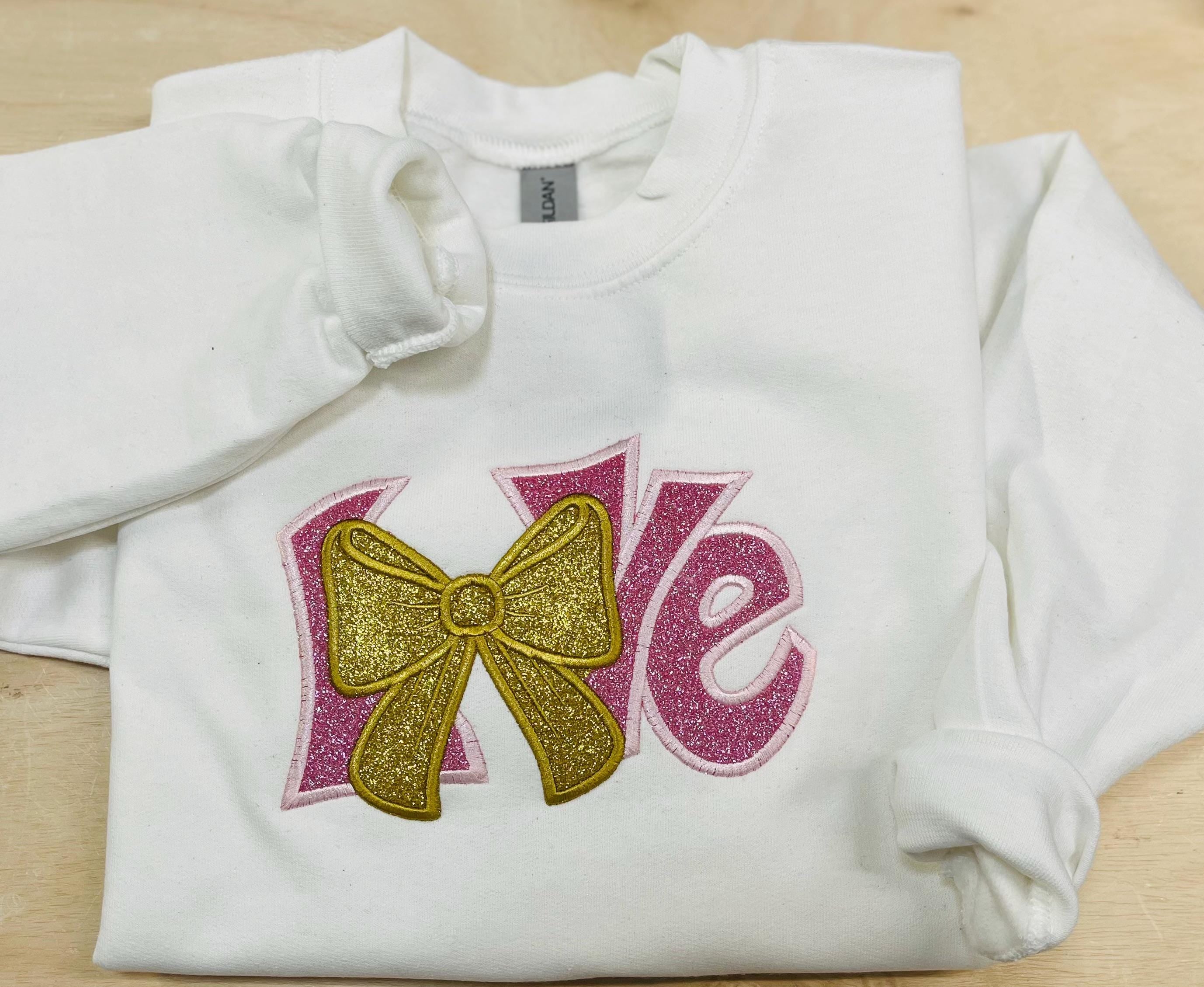 YOUTH Sparkling LOVE BOW Embroidered Sweatshirt