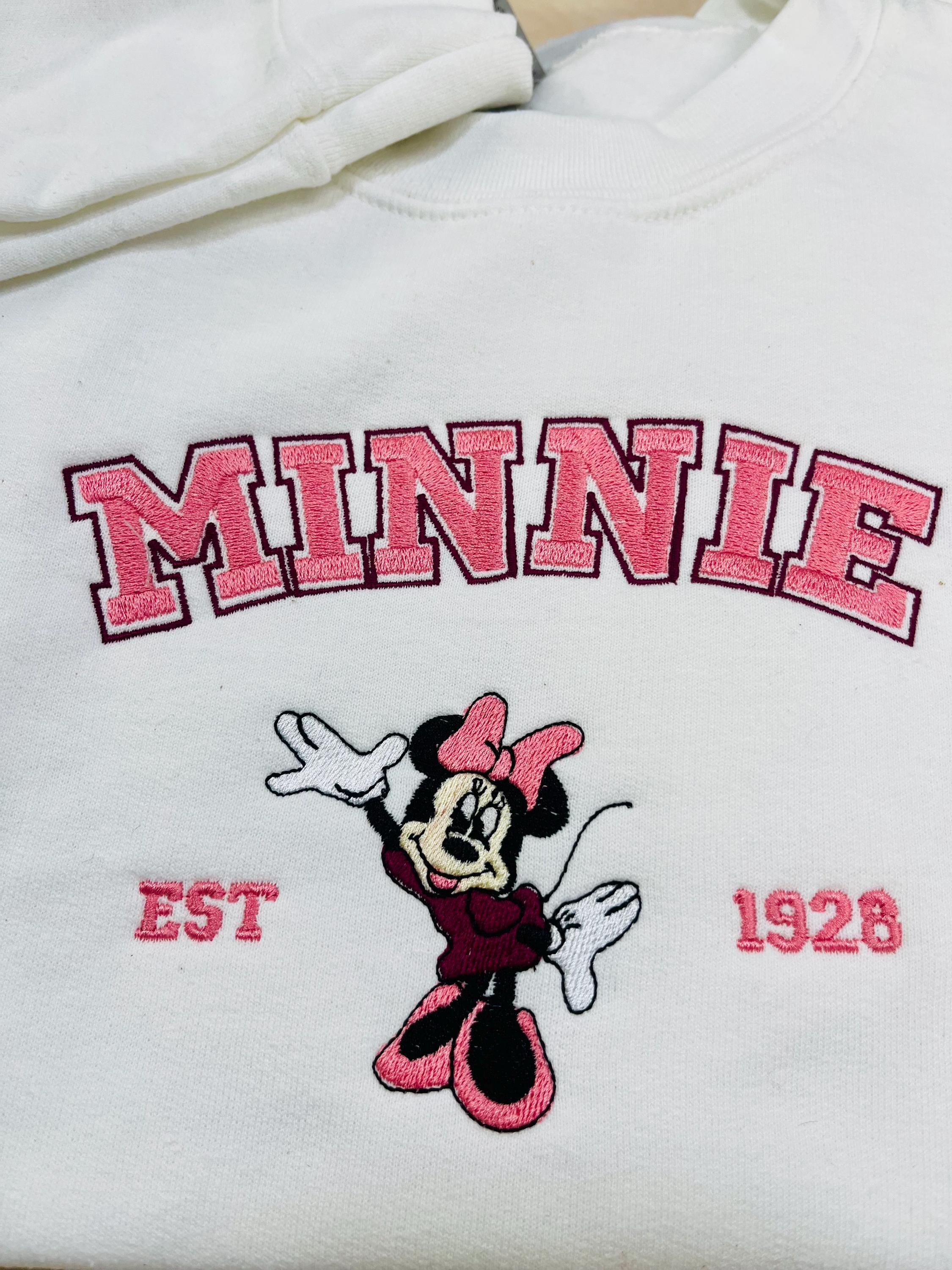 Youth Pretty in Pink Minnie Mouse Embroidered Sweatshirt