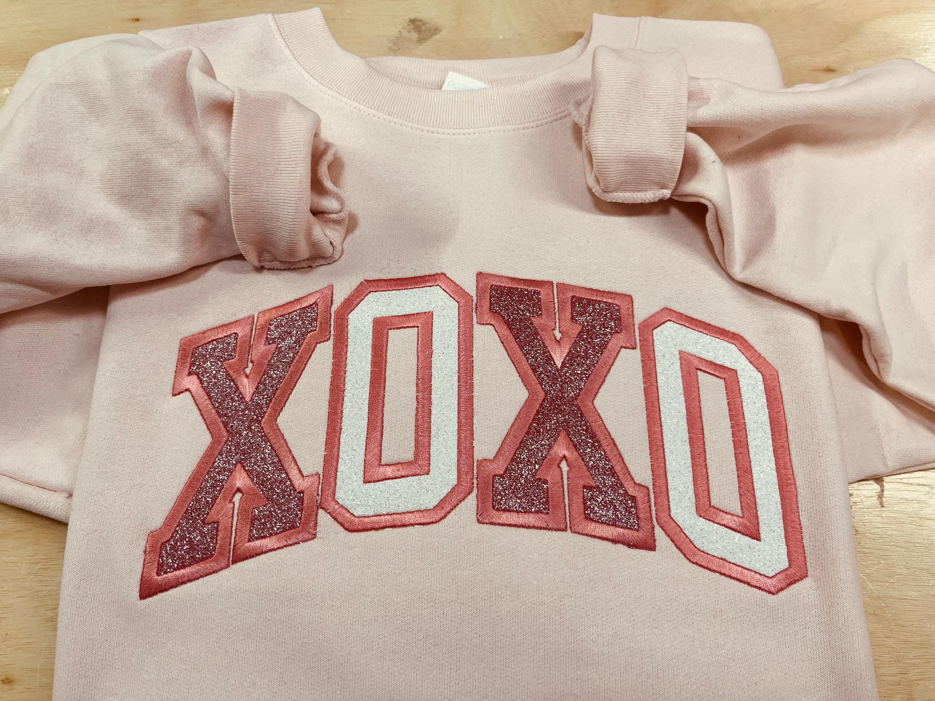 XOXO Valentine's Day Love Sparkly Embroidered Sweatshirt