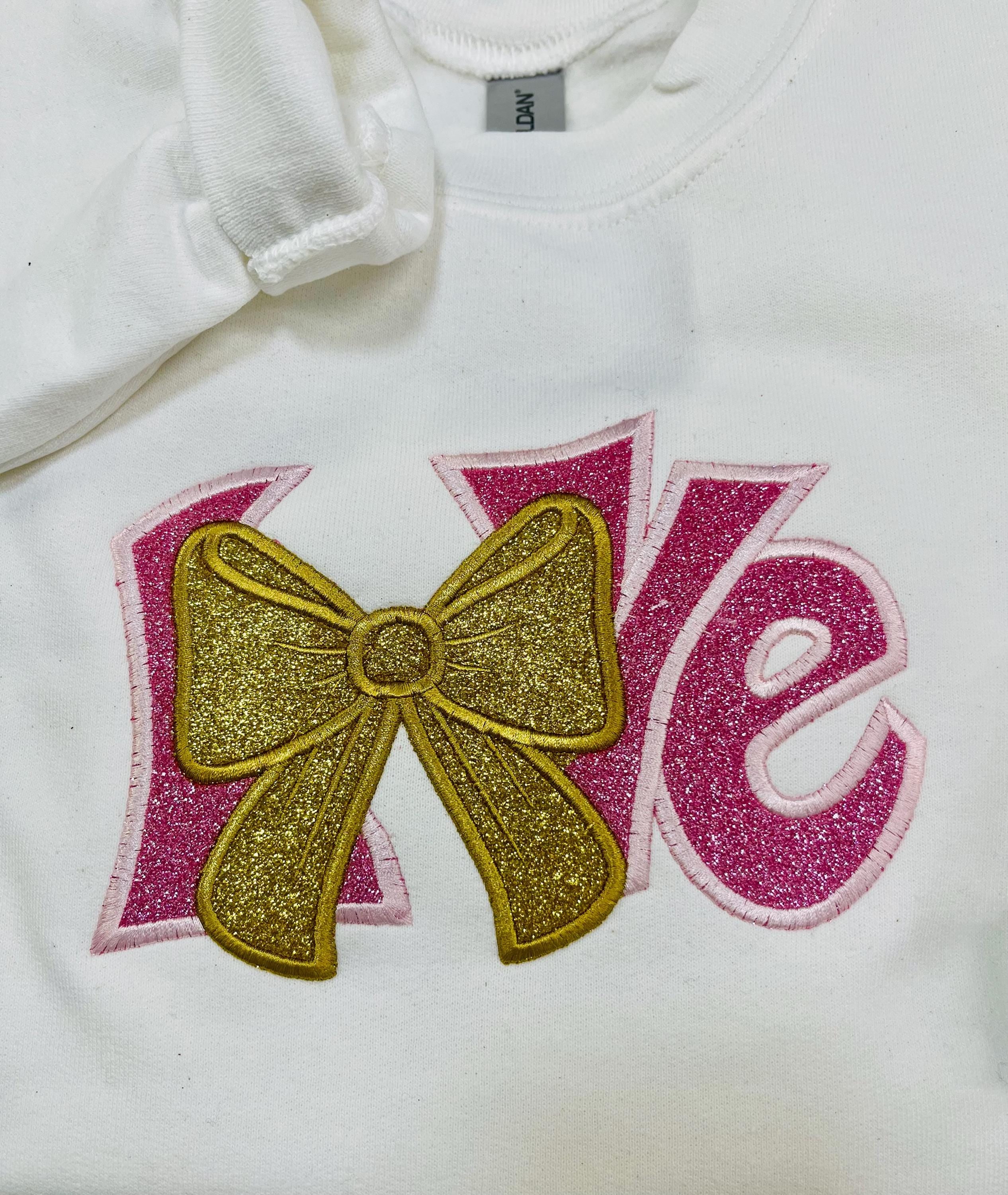 YOUTH Sparkling LOVE BOW Embroidered Sweatshirt