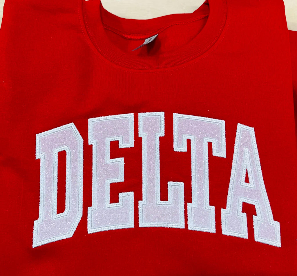 Delta Theta Sigma Embroidered Sweatshirt with Sleeve Embellishments