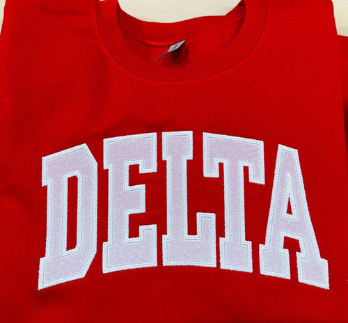 Delta Theta Sigma Embroidered Sweatshirt with Sleeve Embellishments