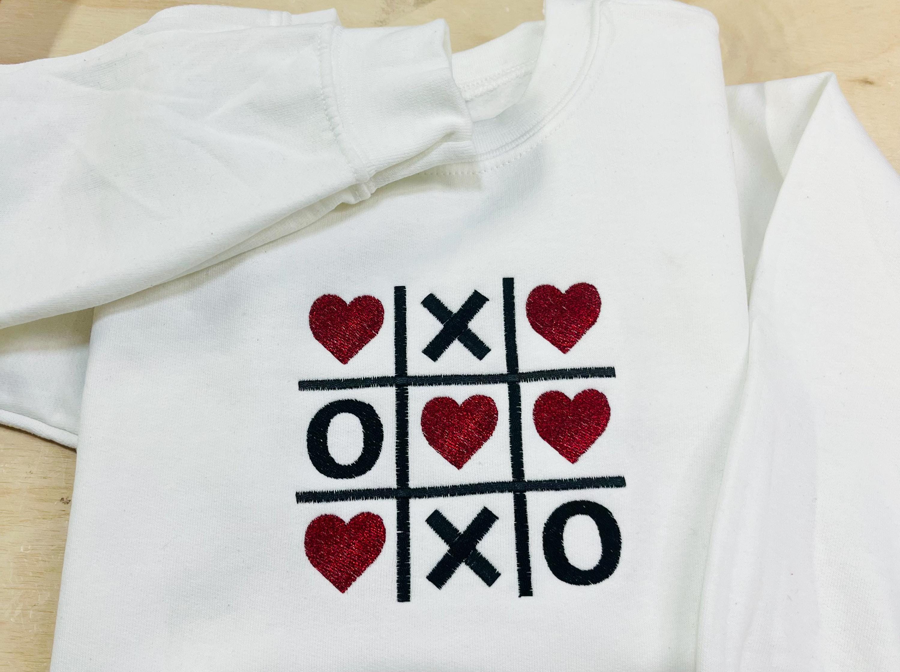 Youth TIC TAC TOE! Sweet Heart Valentine Embroidered Sweatshirt