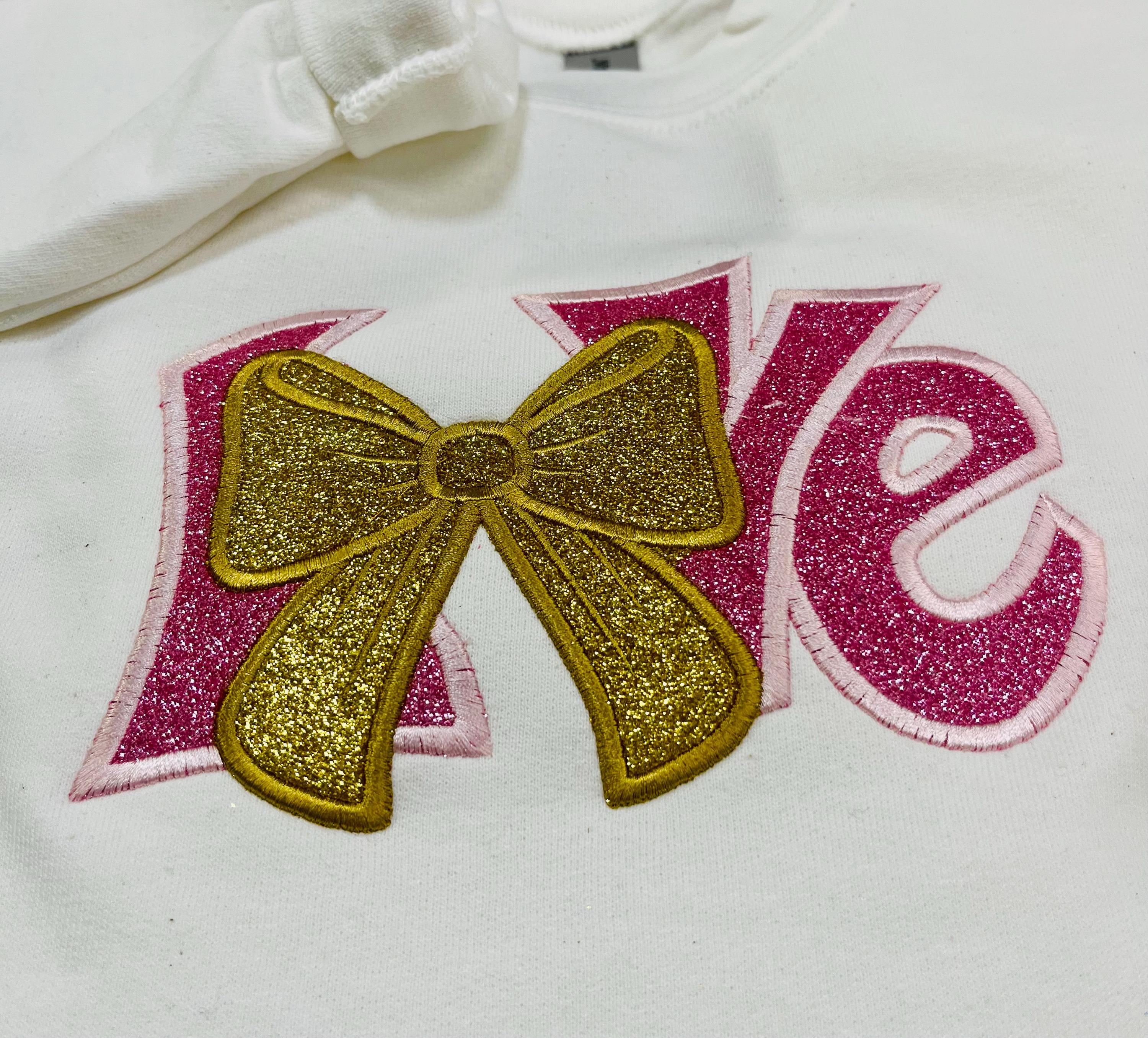 YOUTH Sparkling LOVE BOW Embroidered Sweatshirt