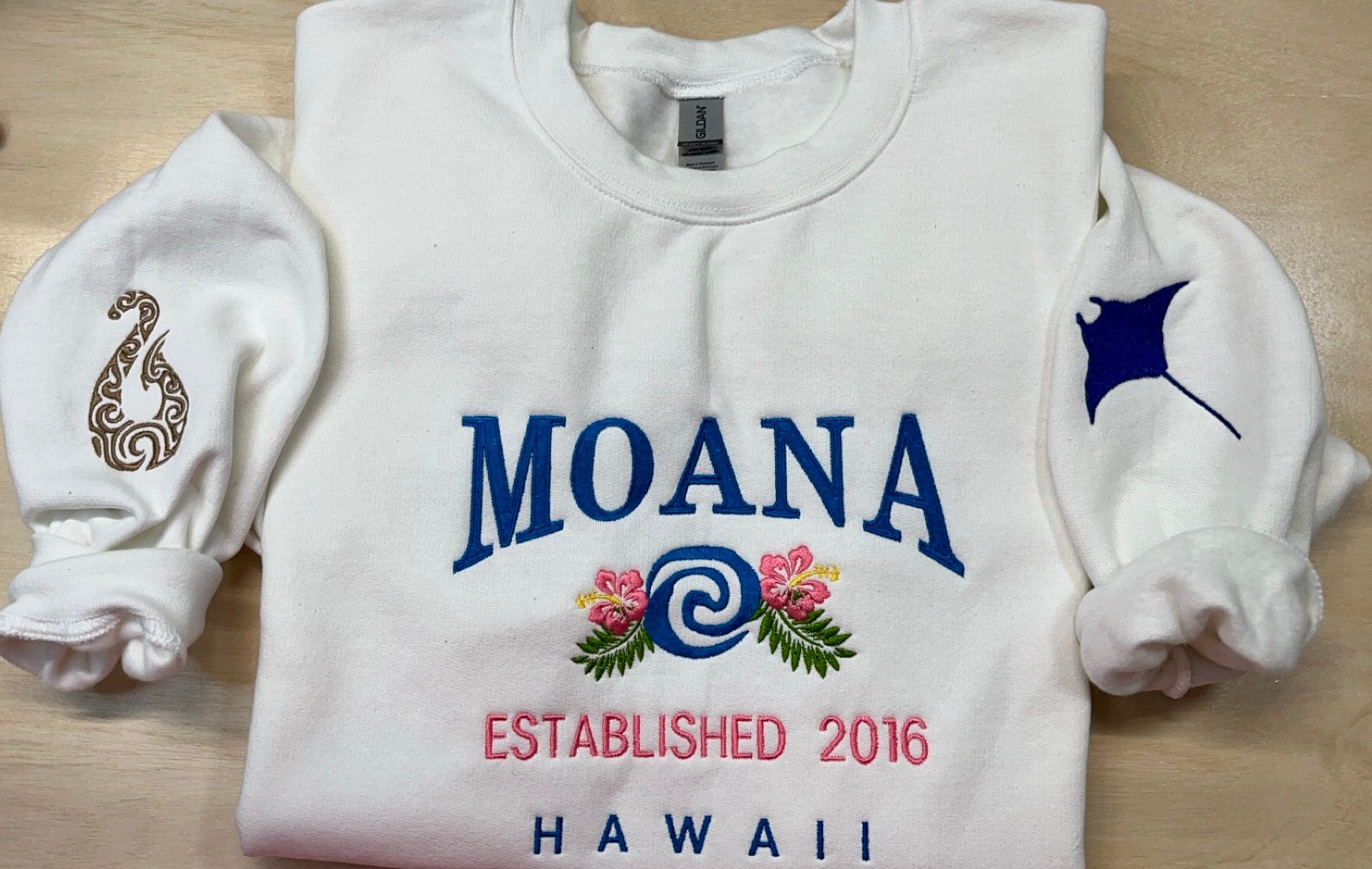 Moana Embroidered Sweatshirt. Comes with Embellishments on the sleeve.