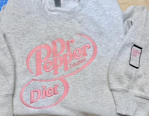 Diet Dr. Pepper embroidered sweatshirt. Cozy and soft made to order
