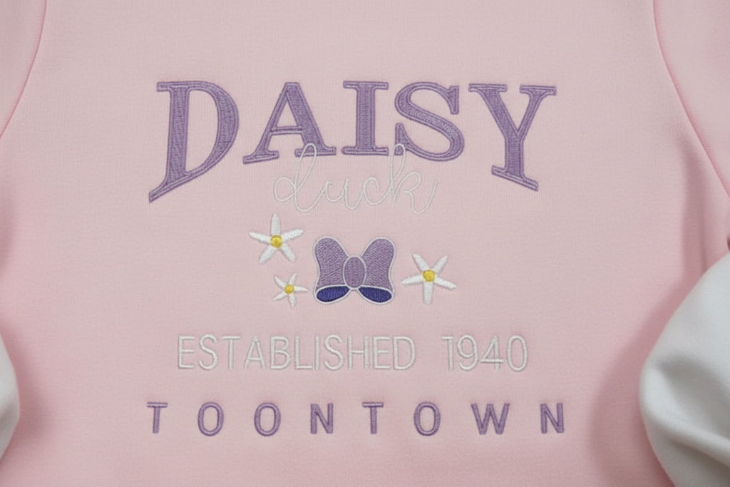 Daisy Duck embroidered sweatshirt. Handmade Daisy Duck sweatshirt. Custom  apparel. Women Disney sweatshirt.