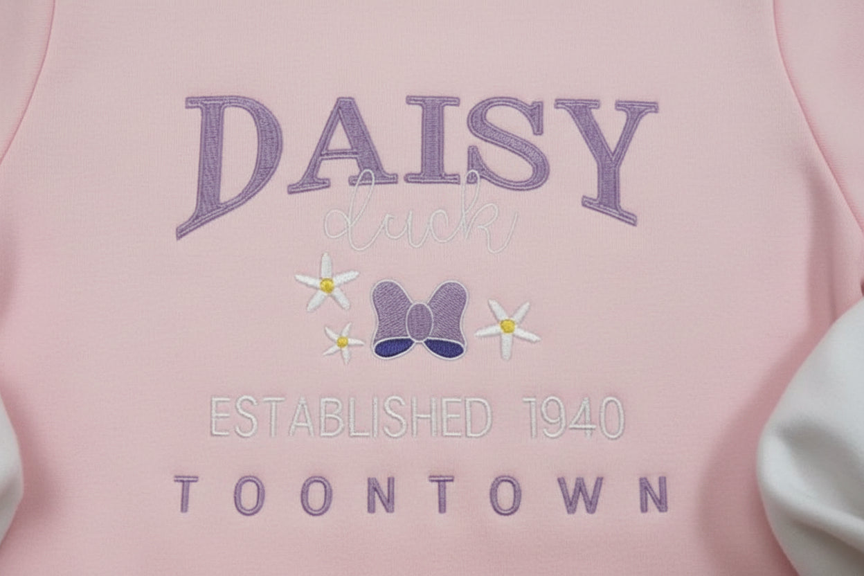 Daisy Duck embroidered sweatshirt. Handmade Daisy Duck sweatshirt. Custom  apparel. Women Disney sweatshirt.