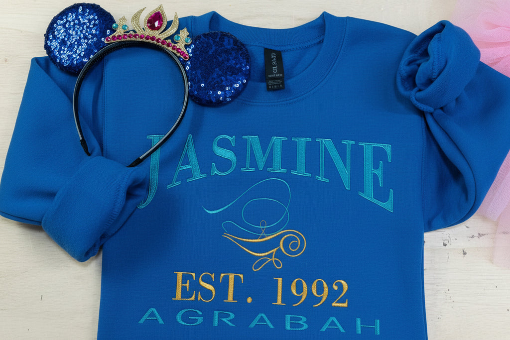 Jasmin embroidered sweatshirt. Est 1992 Agrabah