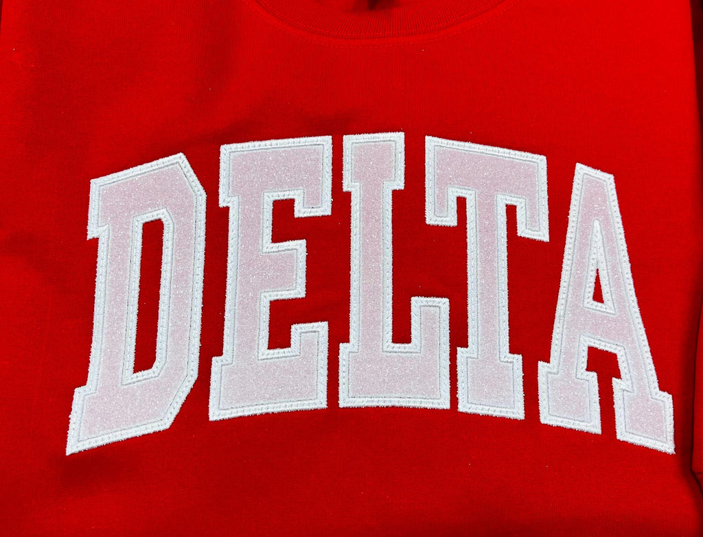 Delta Theta Sigma Embroidered Sweatshirt with Sleeve Embellishments