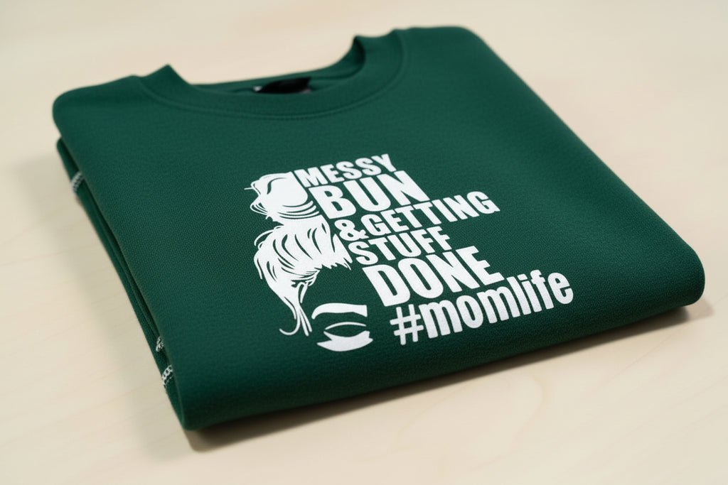Messy Bun Mom Life Embroidered Cozy Sweatshirt or Hoodie