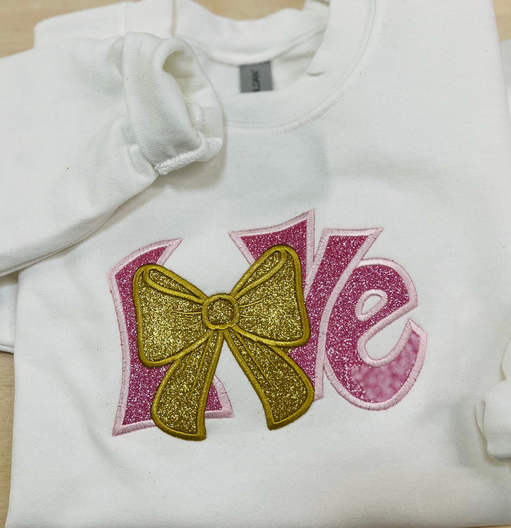 YOUTH Sparkling LOVE BOW Embroidered Sweatshirt