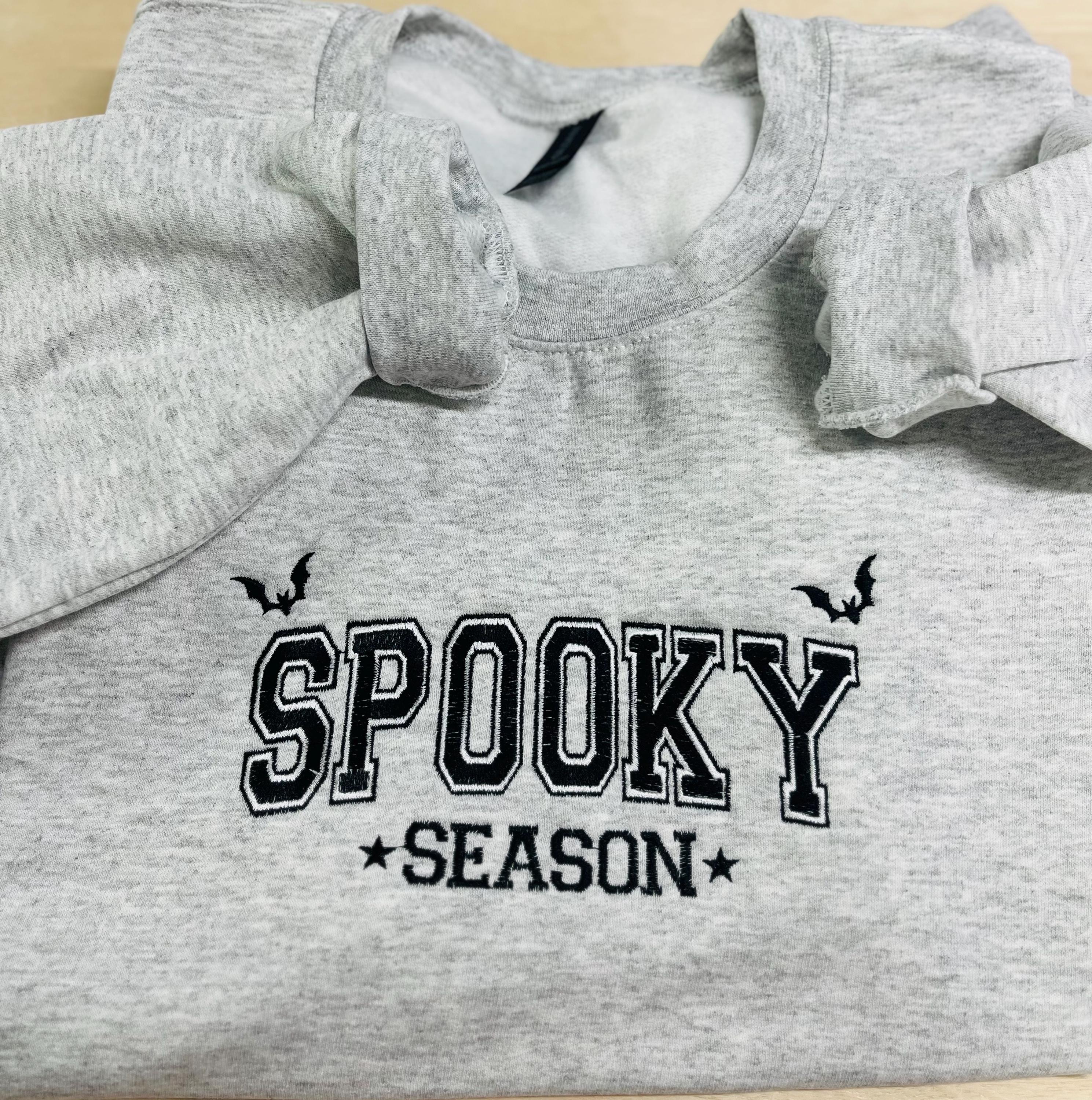 Halloween Spooky Season Embroidered Sweatshirt. this cozy, comfy, and soft sweatshirt is perfect . Keeps you warm this fall season.