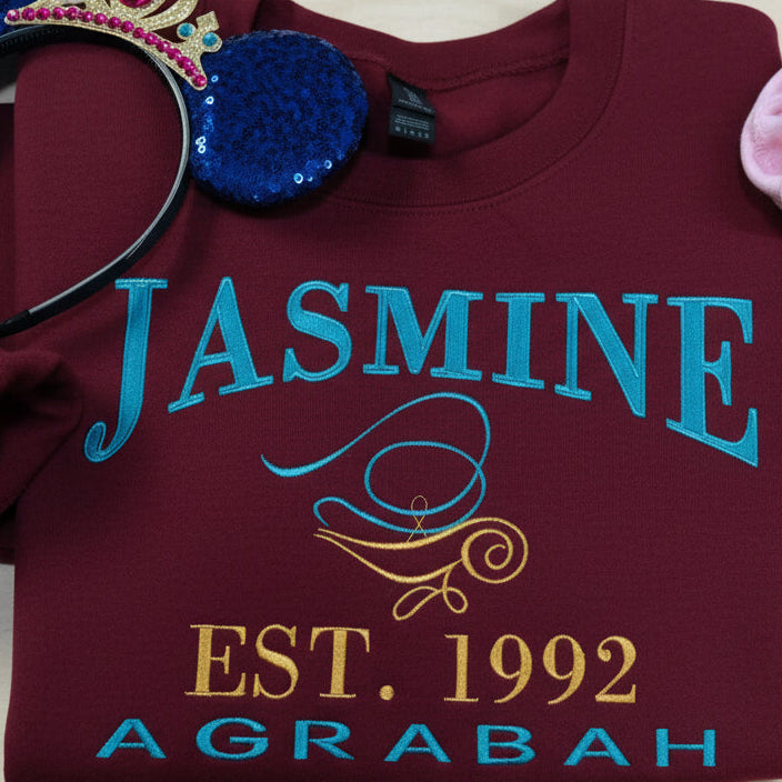 Jasmin embroidered sweatshirt. Est 1992 Agrabah