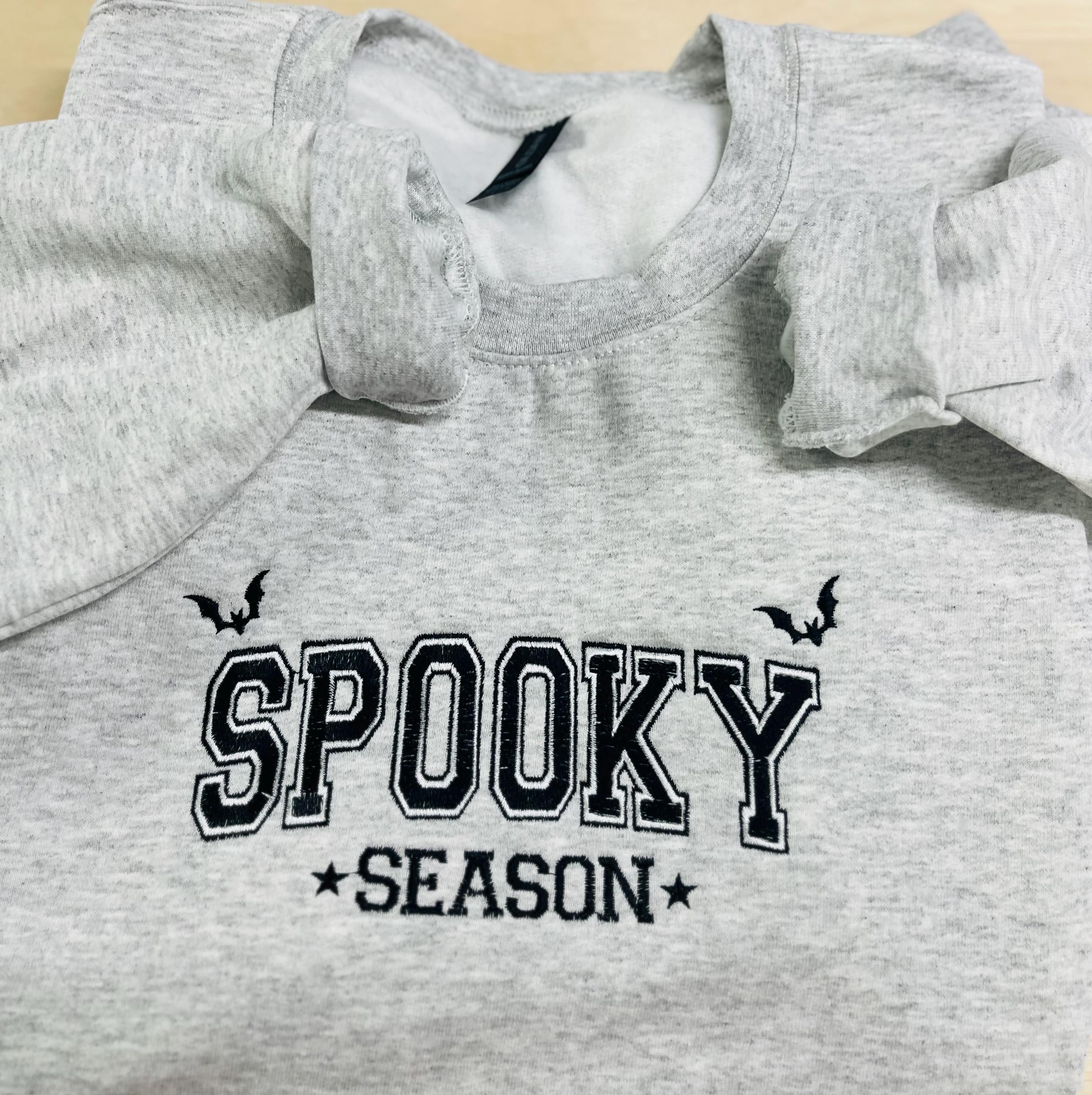 Halloween Spooky Season Embroidered Sweatshirt. this cozy, comfy, and soft sweatshirt is perfect . Keeps you warm this fall season.