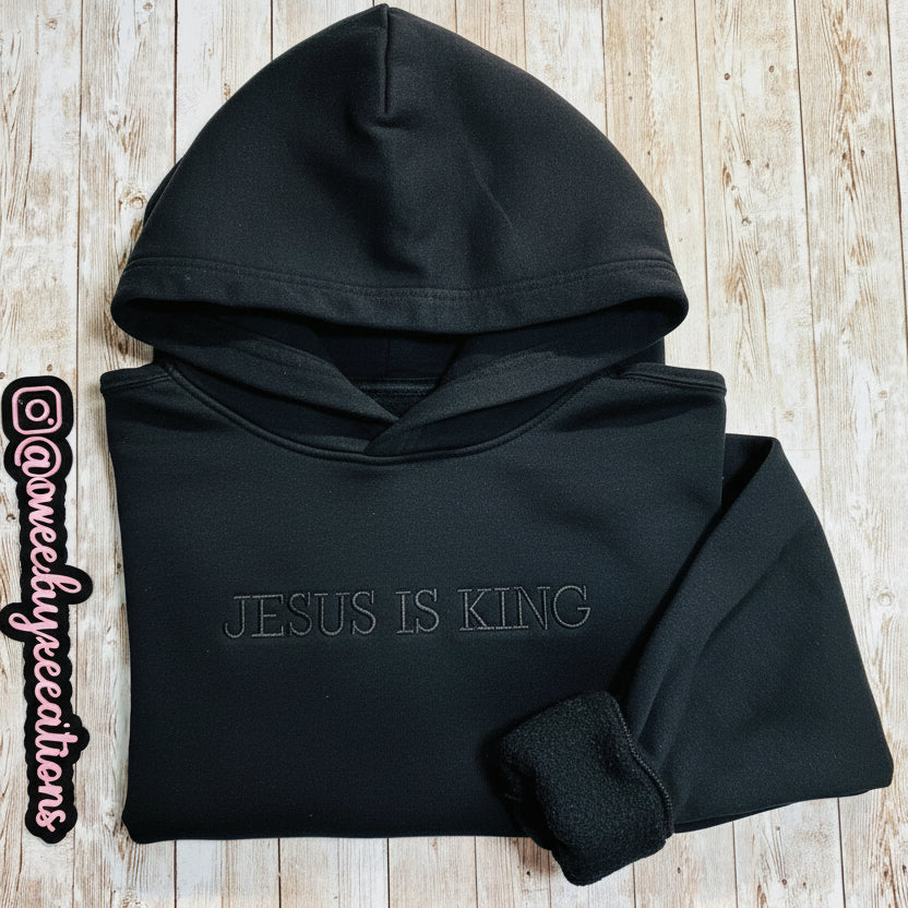 Jesus is King embroidered soft and cozy sweatshirt.