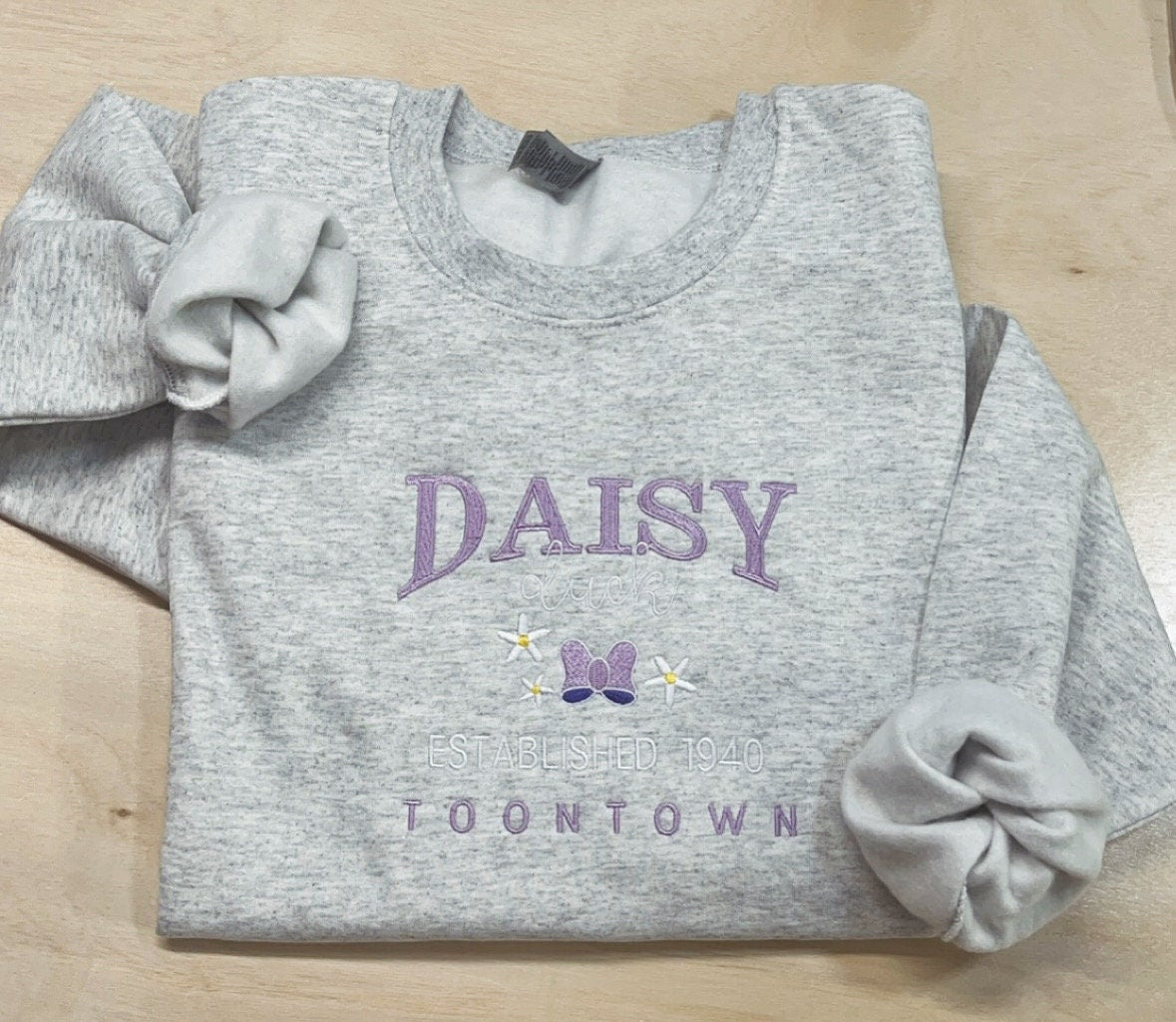 Daisy Duck embroidered sweatshirt. Handmade Daisy Duck sweatshirt. Custom  apparel. Women Disney sweatshirt.