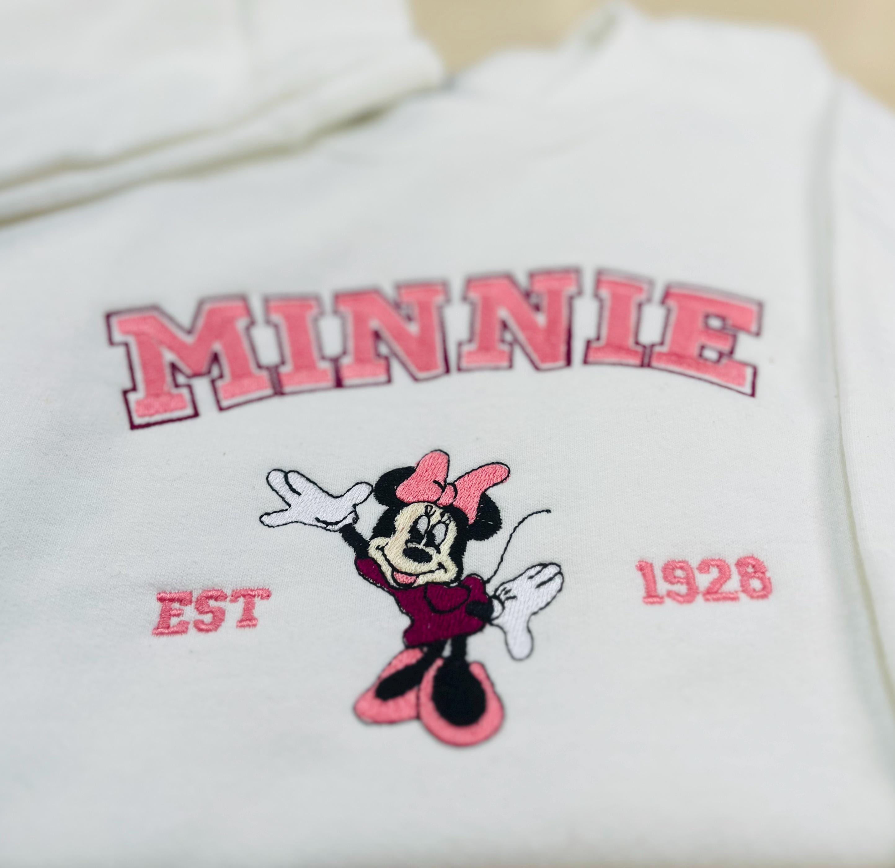 Youth Pretty in Pink Minnie Mouse Embroidered Sweatshirt