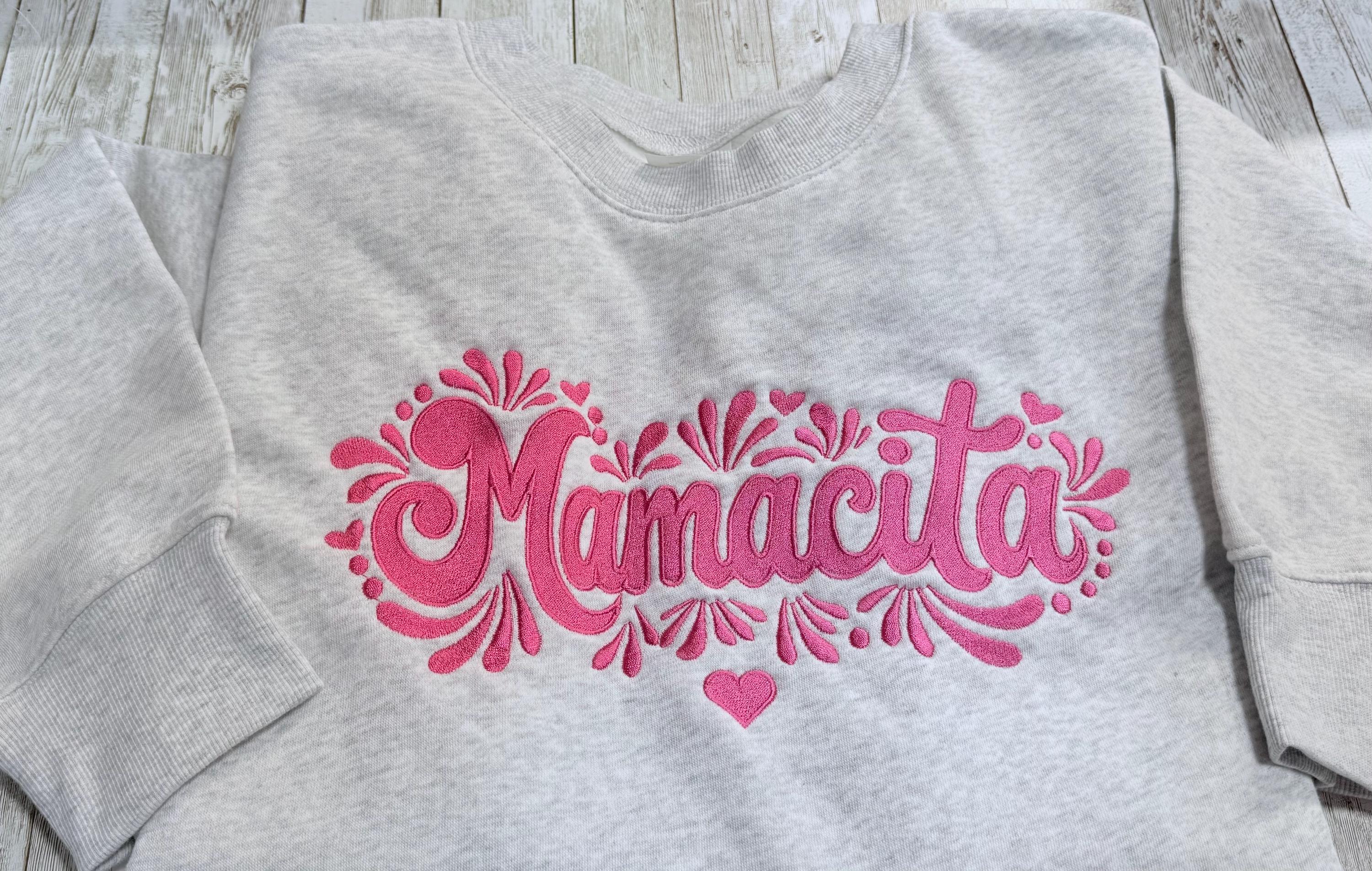 Mamacita embroidered sweatshirt. Perfect for your favorite mamacita. Treat yourself or great for a unique gift