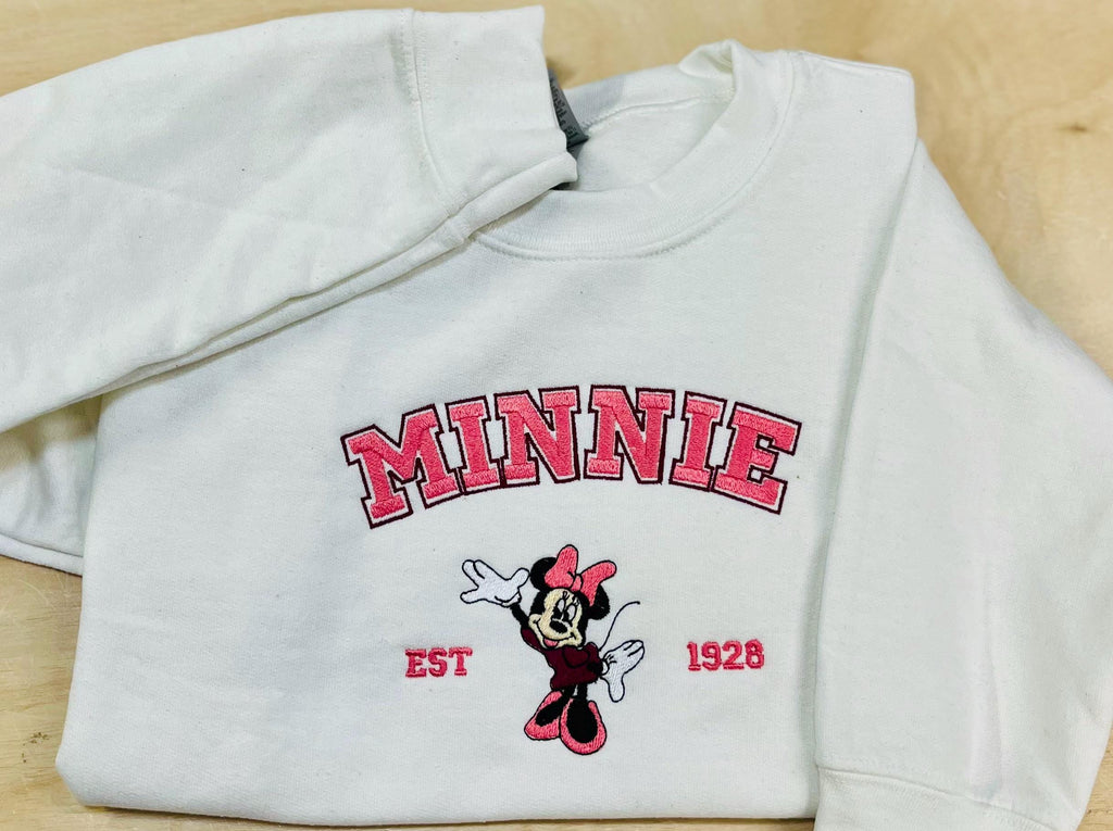 Youth Pretty in Pink Minnie Mouse Embroidered Sweatshirt