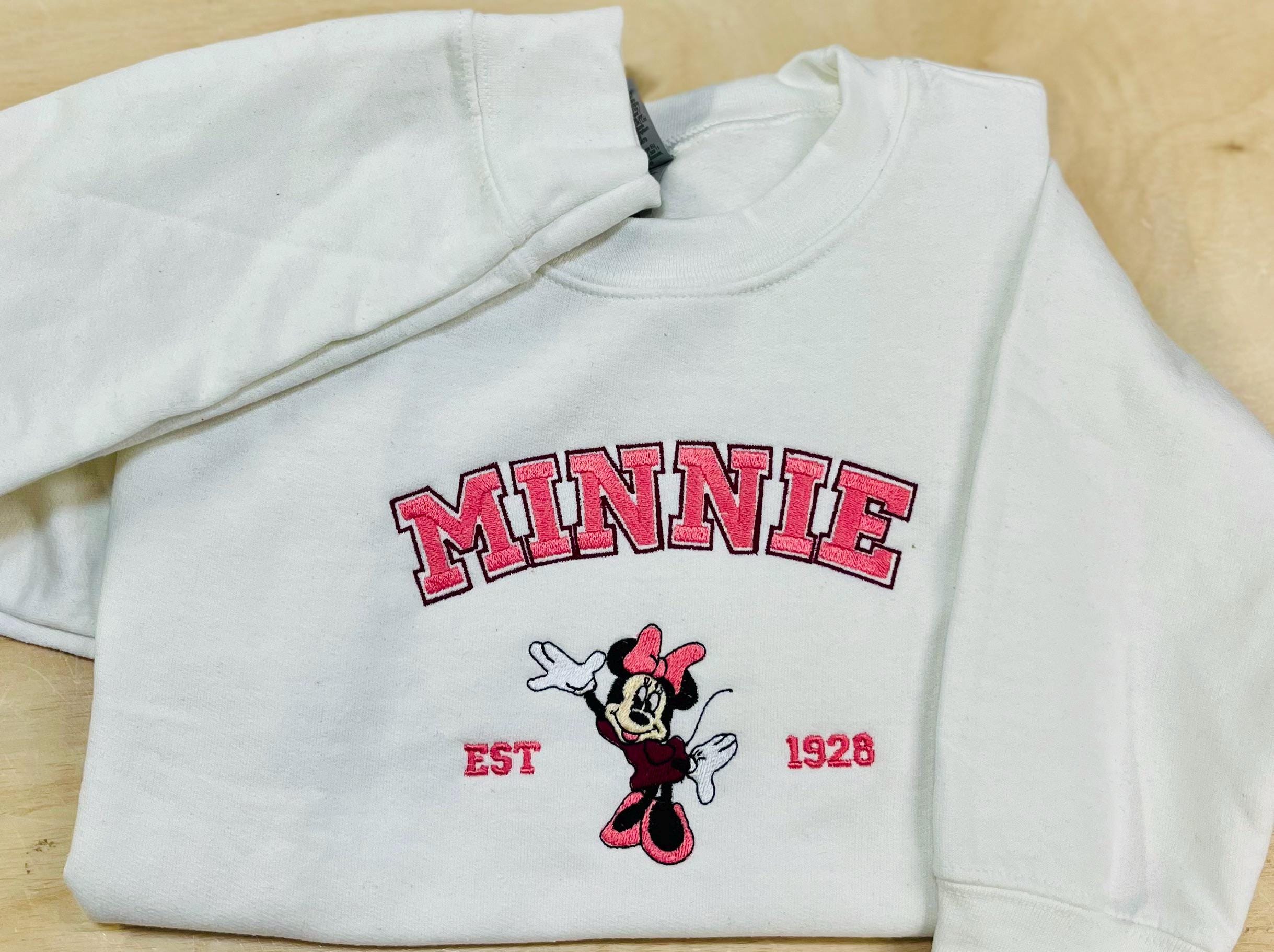 Youth Pretty in Pink Minnie Mouse Embroidered Sweatshirt