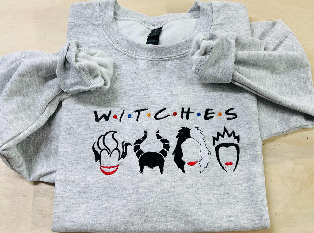 WITCHES Halloween Villain featuring Cruella De Vil, Maleficent, Evil Queen, Ursula. Soft and cozy embroidered Sweatshirt