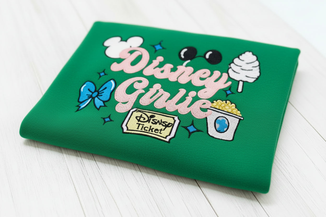 Disney girlie. Cozy embroidered Sweatshirt with sleeve embellishments. Featuring Disney classic icons. All the things you love Disney.