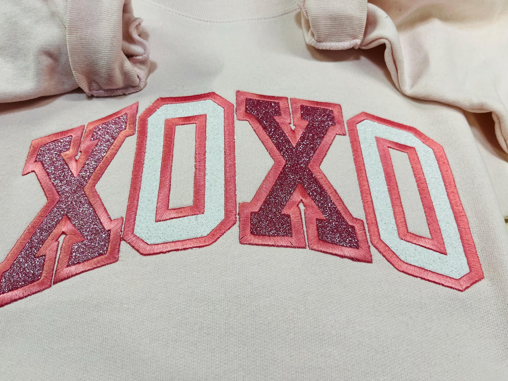 XOXO Valentine's Day Love Sparkly Embroidered Sweatshirt