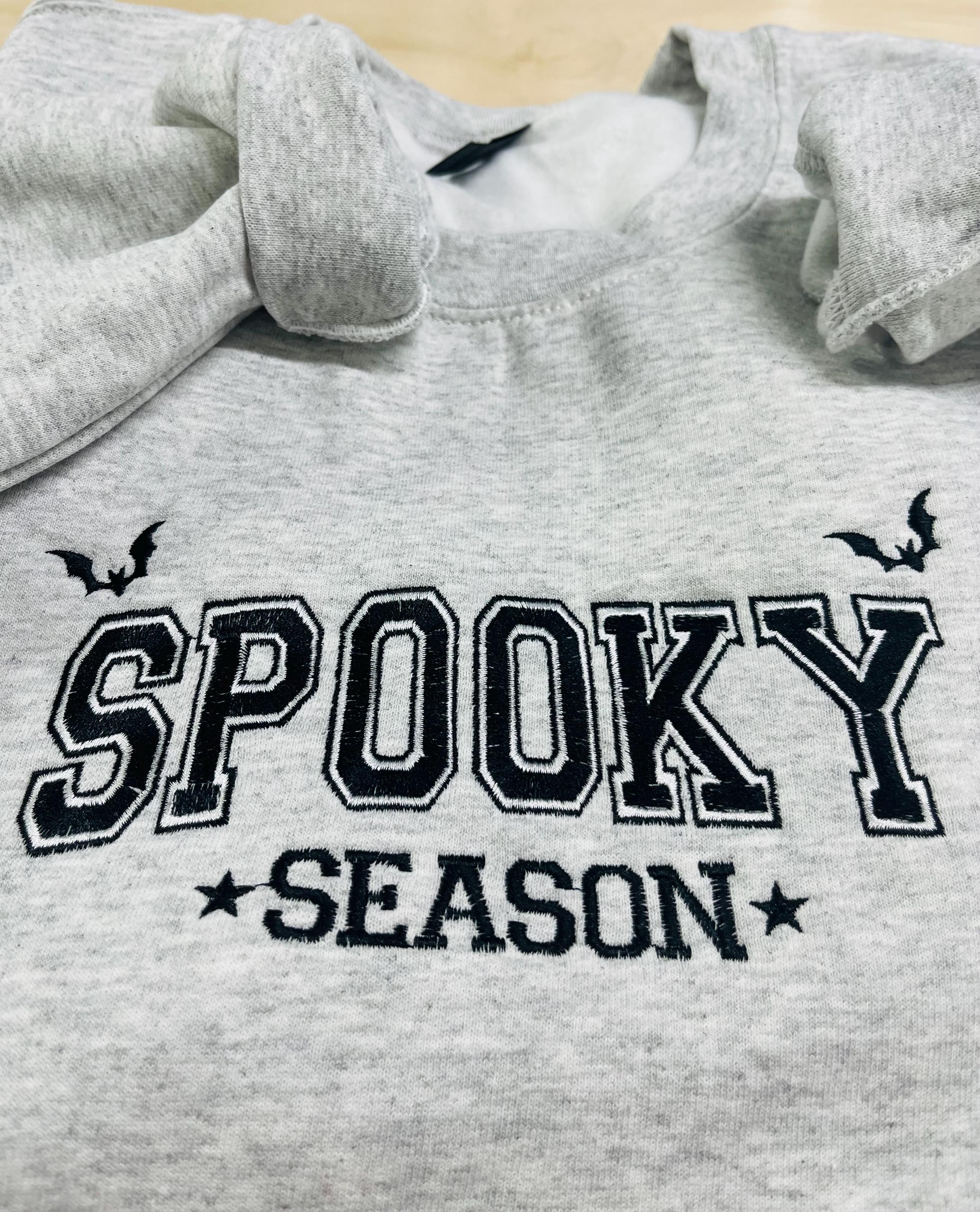 Halloween Spooky Season Embroidered Sweatshirt. this cozy, comfy, and soft sweatshirt is perfect . Keeps you warm this fall season.