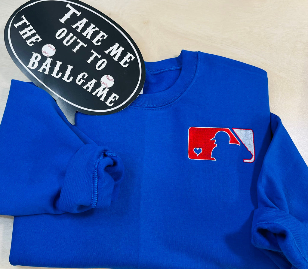Embroidered Baseball Heart Logo Sweatshirt