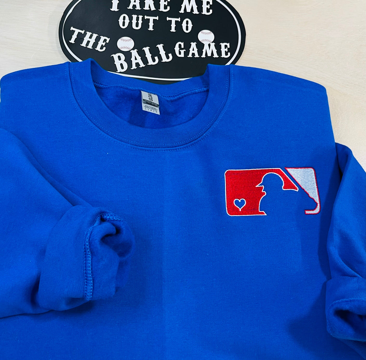 Embroidered Baseball Heart Logo Sweatshirt