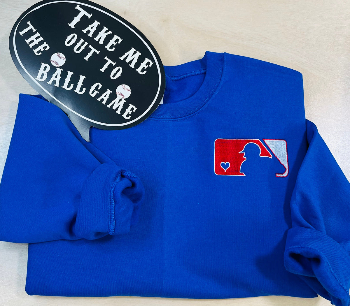 Embroidered Baseball Heart Logo Sweatshirt