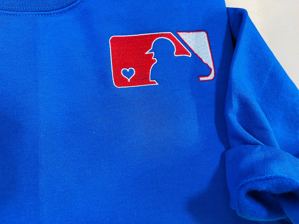 Embroidered Baseball Heart Logo Sweatshirt