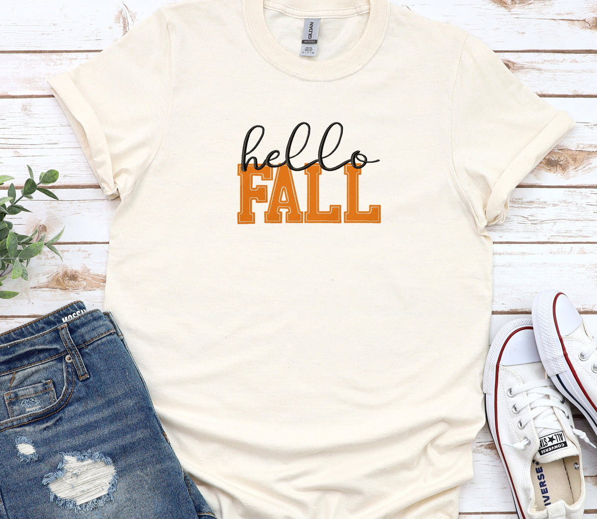 Hello Fall Embroidered Shirt, Sweatshirt or Hoodie