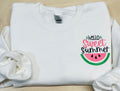 Embroidered Watermelon Sweatshirt, Hello Sweet Summer, Cozy Fleece
