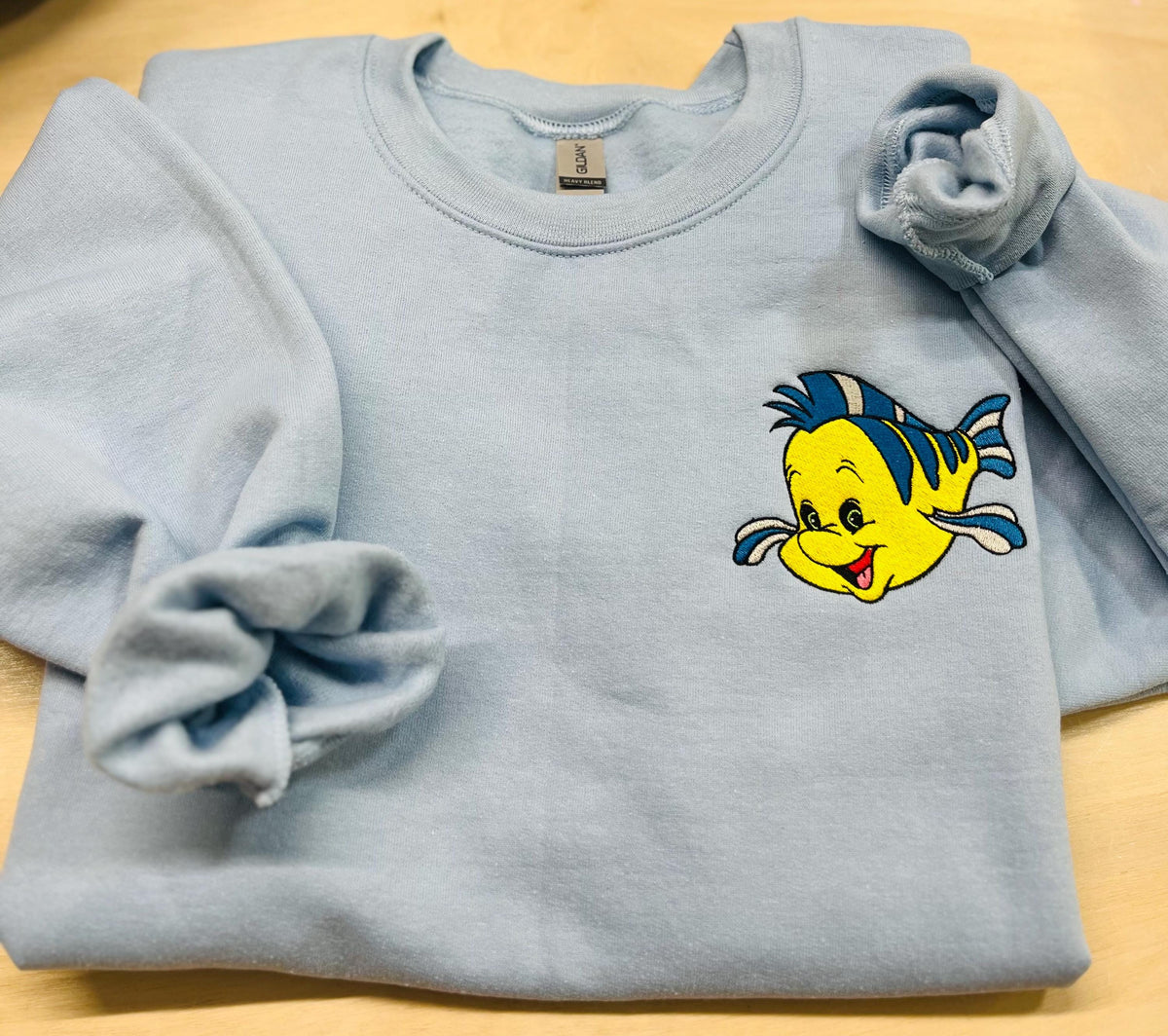 Flounder Embroidered Sweatshirt, Little Mermaid Fan Apparel