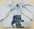 Messy Bun Mom Life Embroidered Cozy Sweatshirt or Hoodie