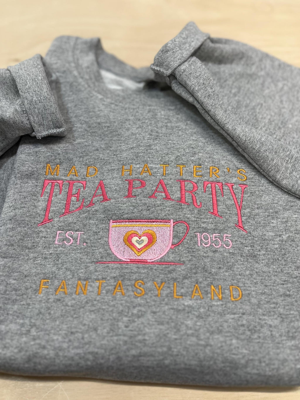 Embroidered Mad Hatter Tea Party Sweatshirt, Magical Fantasyland Apparel